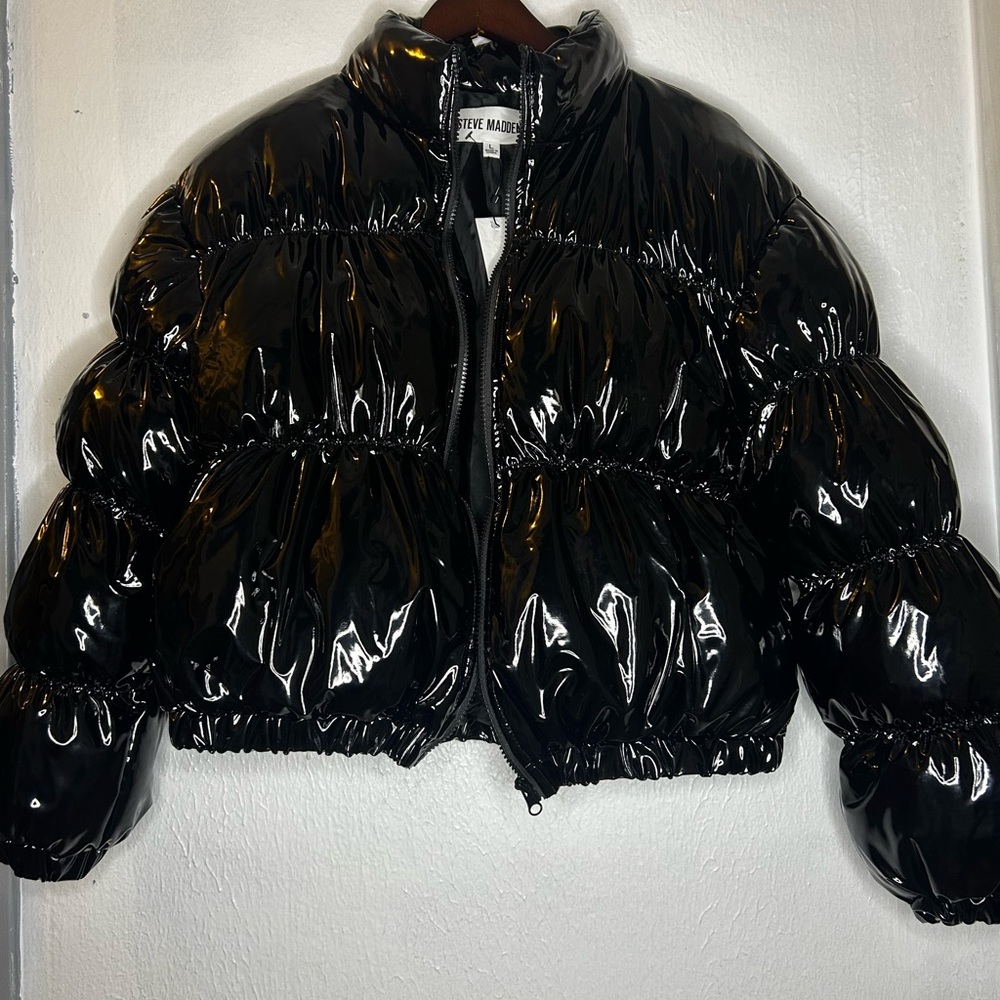 Steve Madden Glossy Black Puffer Jacket